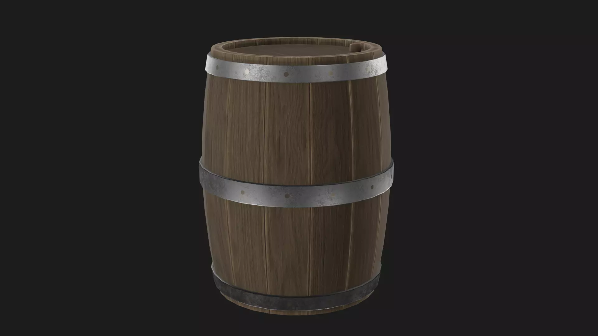 Wooden Barrel Low-poly 3D model_0