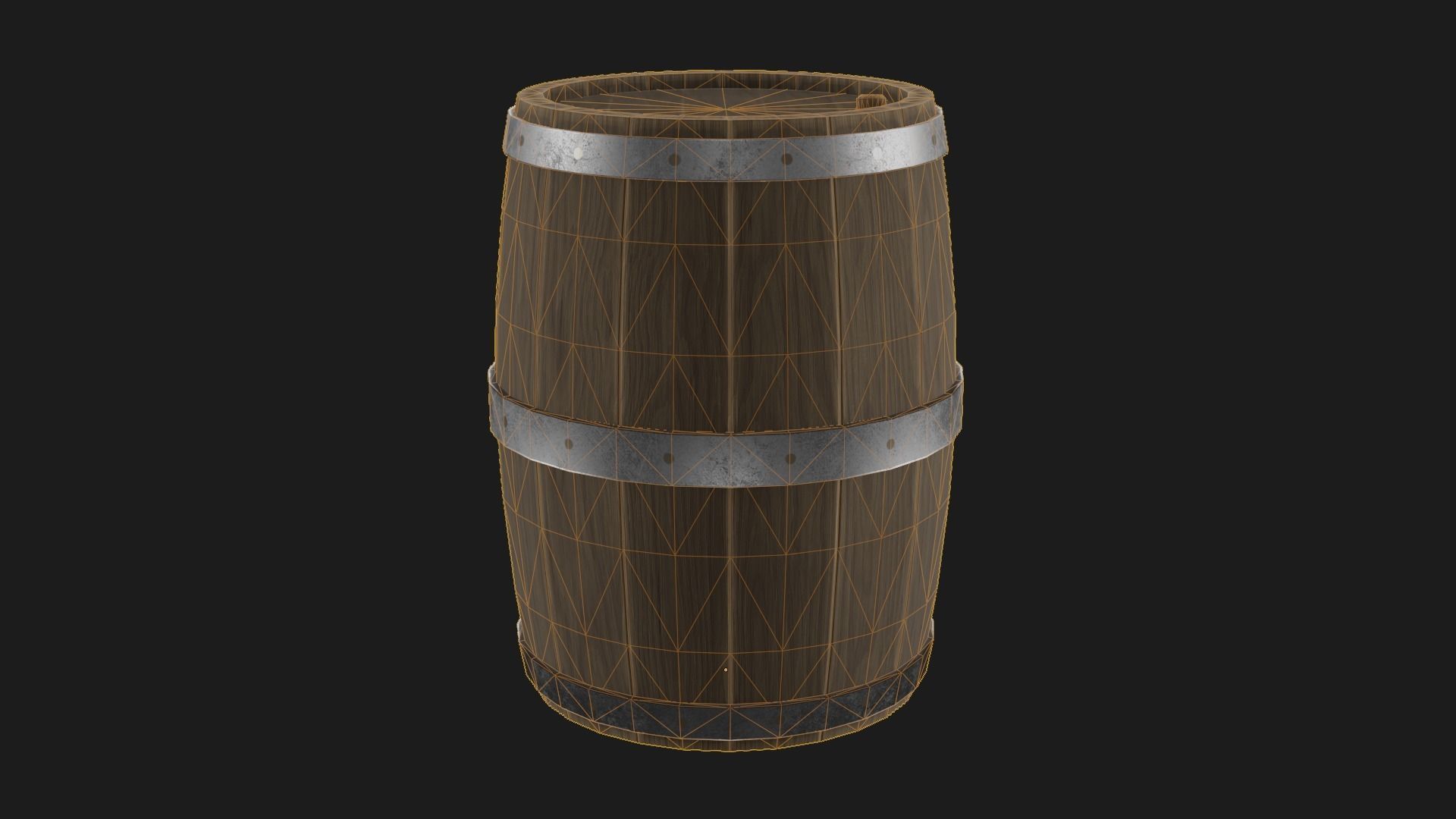 Wooden Barrel Low-poly 3D model_5