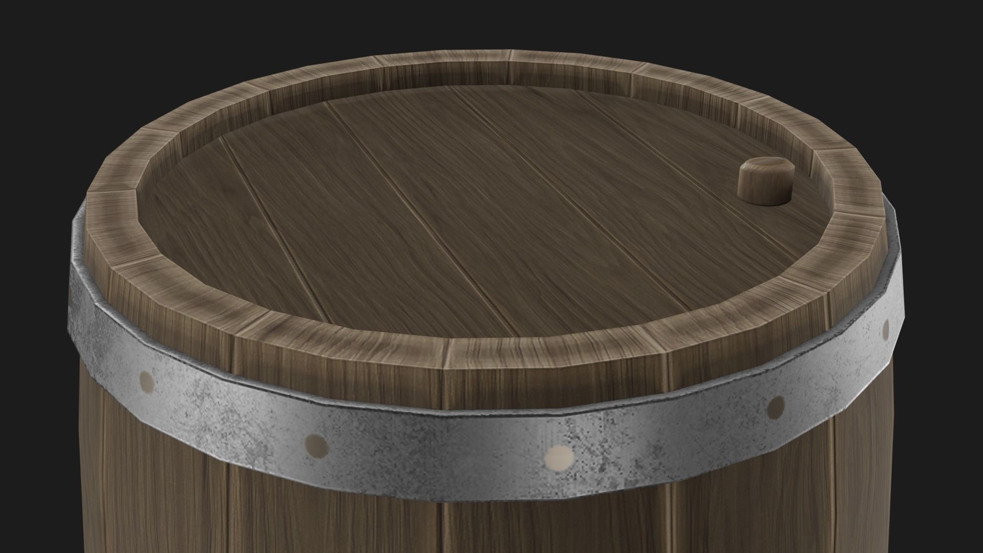 Wooden Barrel Low-poly 3D model_2