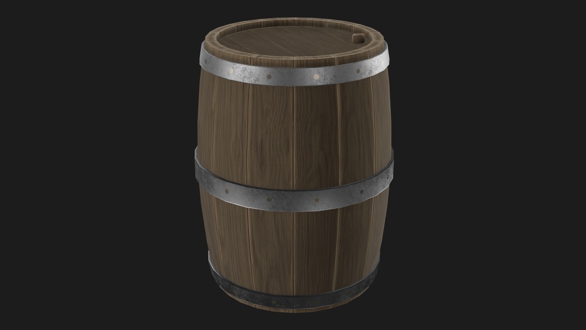 Wooden Barrel Low-poly 3D model_1