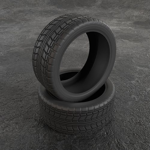 Car Tire Wheel Sport Gameready Low-poly 3D model 2