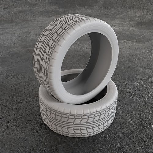 Car Tire Wheel Sport Gameready Low-poly 3D model 5