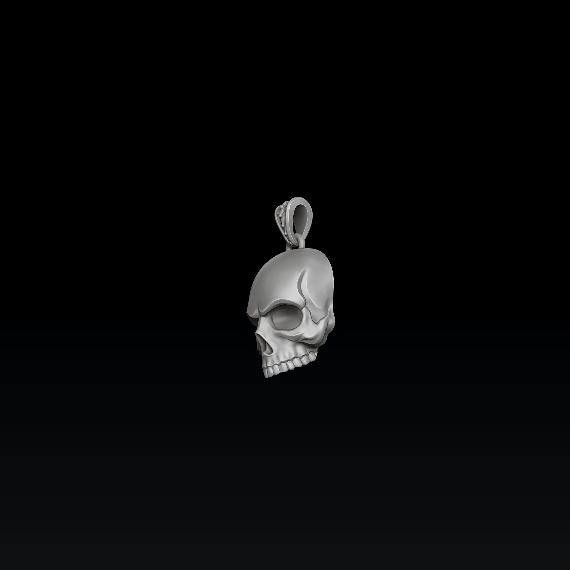 Skull pendant ring version 1 set 3D print model_4