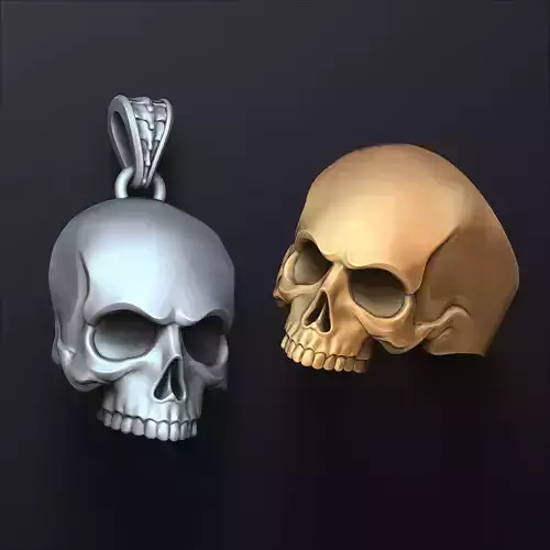 Skull pendant ring version 1 set 3D print model