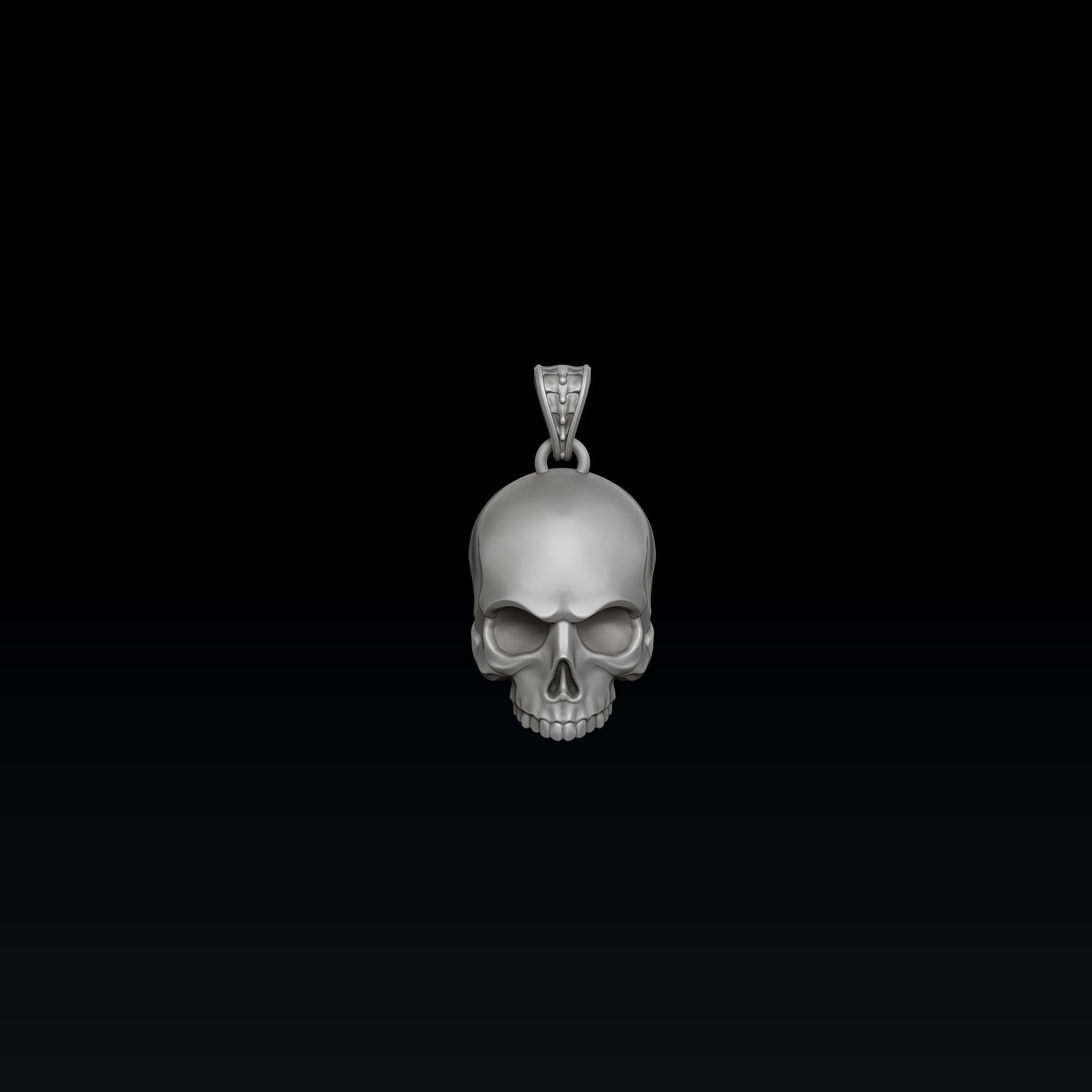 Skull pendant ring version 1 set 3D print model_2