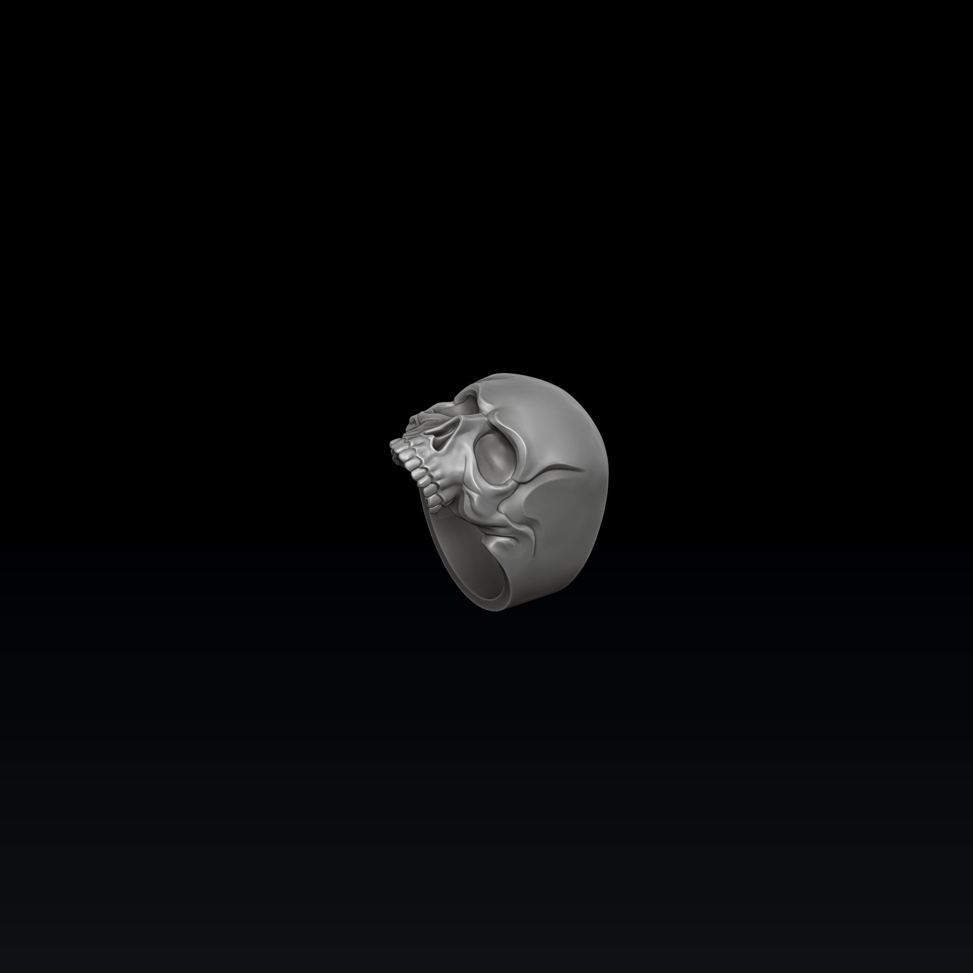 Skull pendant ring version 1 set 3D print model_7