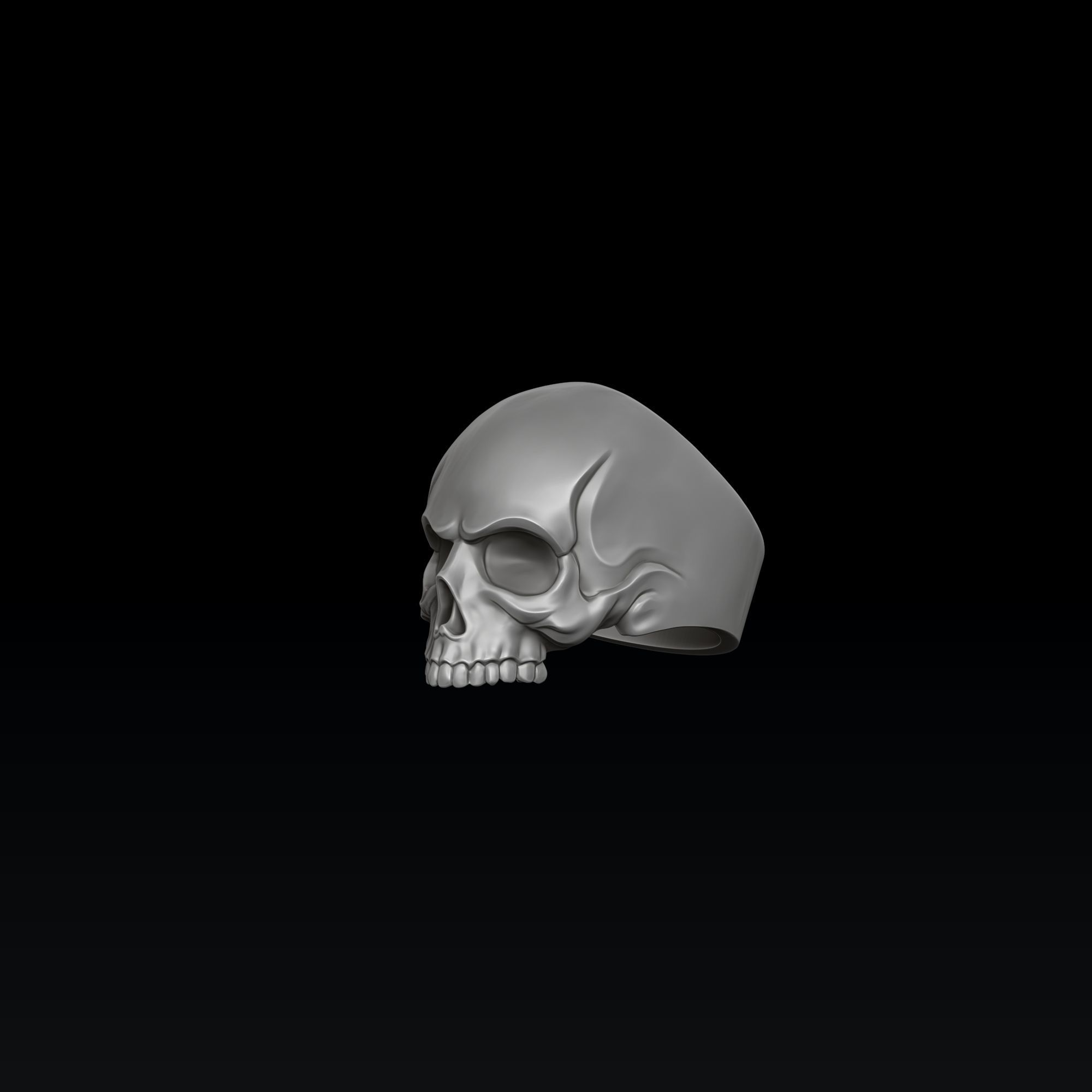 Skull pendant ring version 1 set 3D print model_5