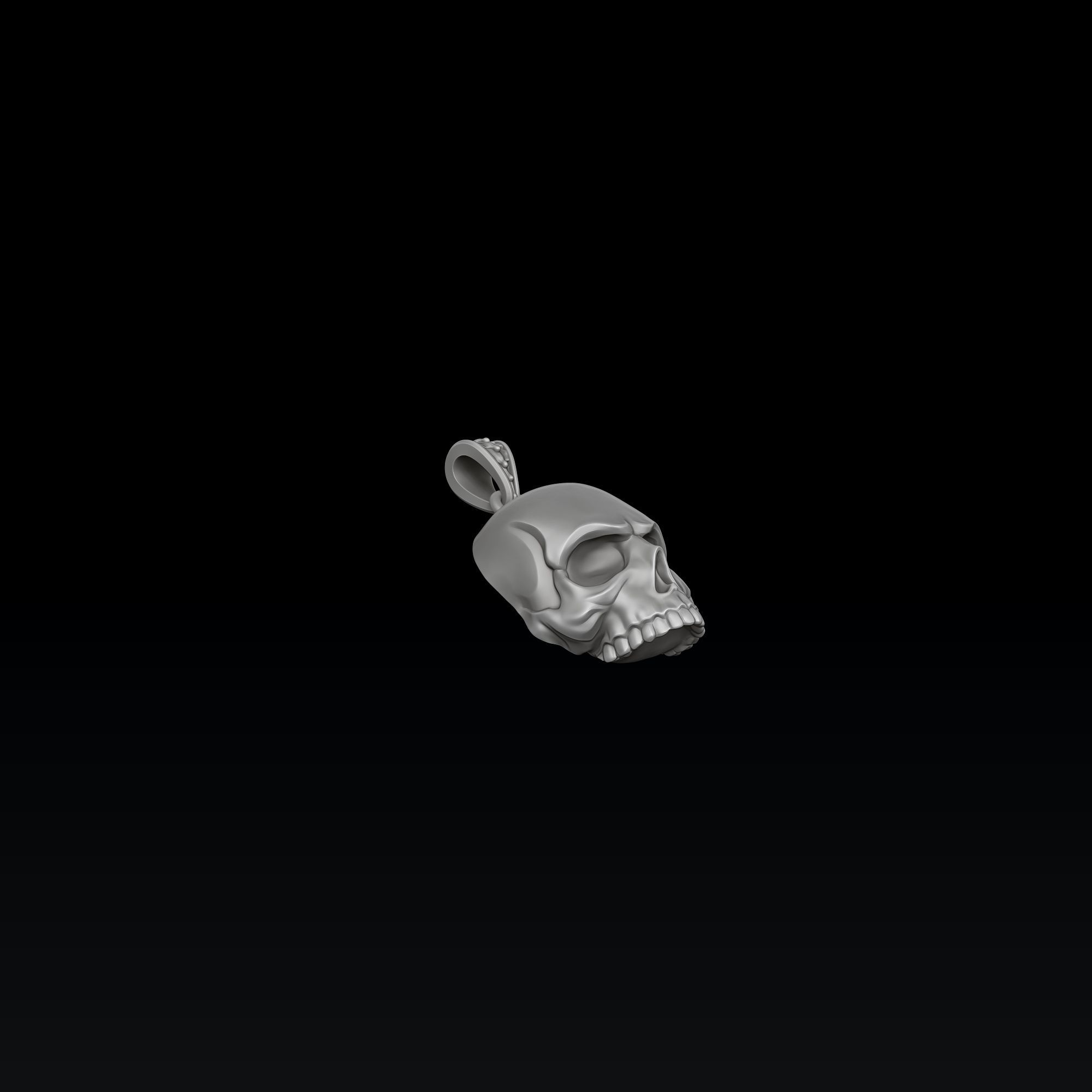 Skull pendant ring version 1 set 3D print model_3