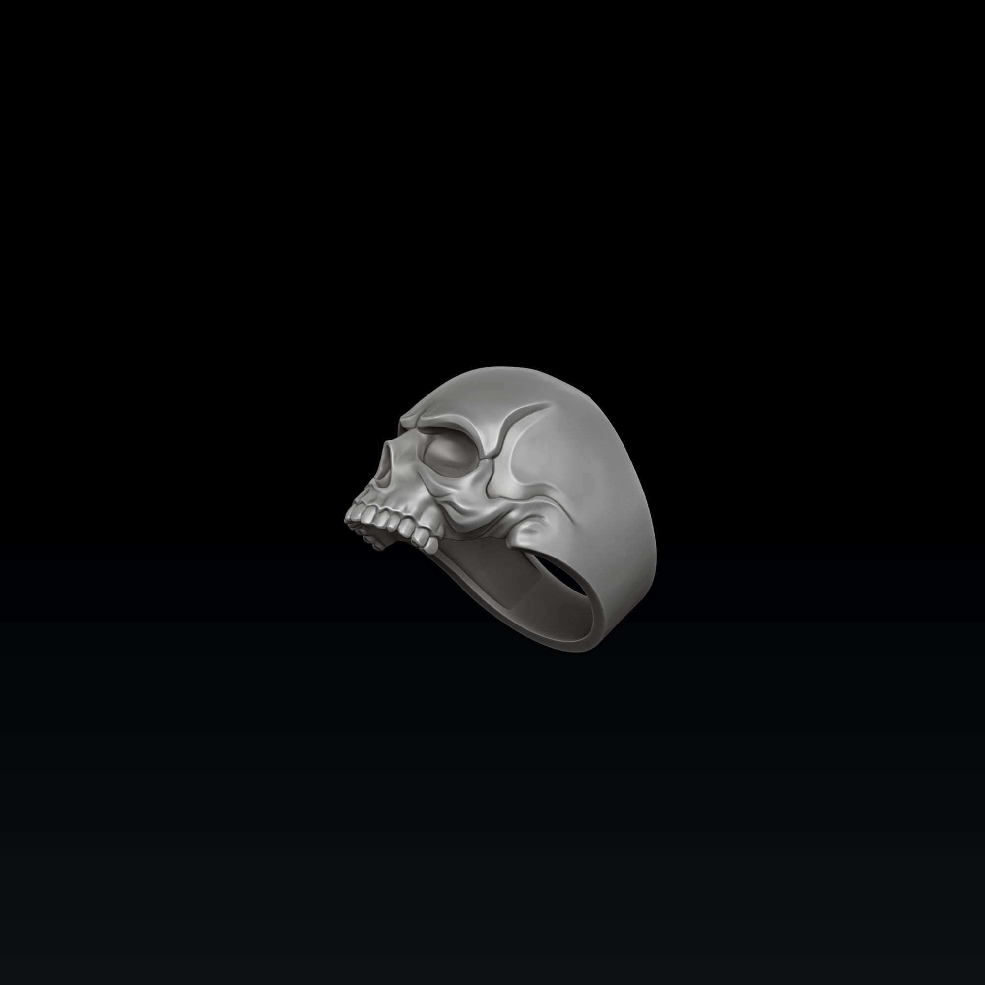 Skull pendant ring version 1 set 3D print model_1