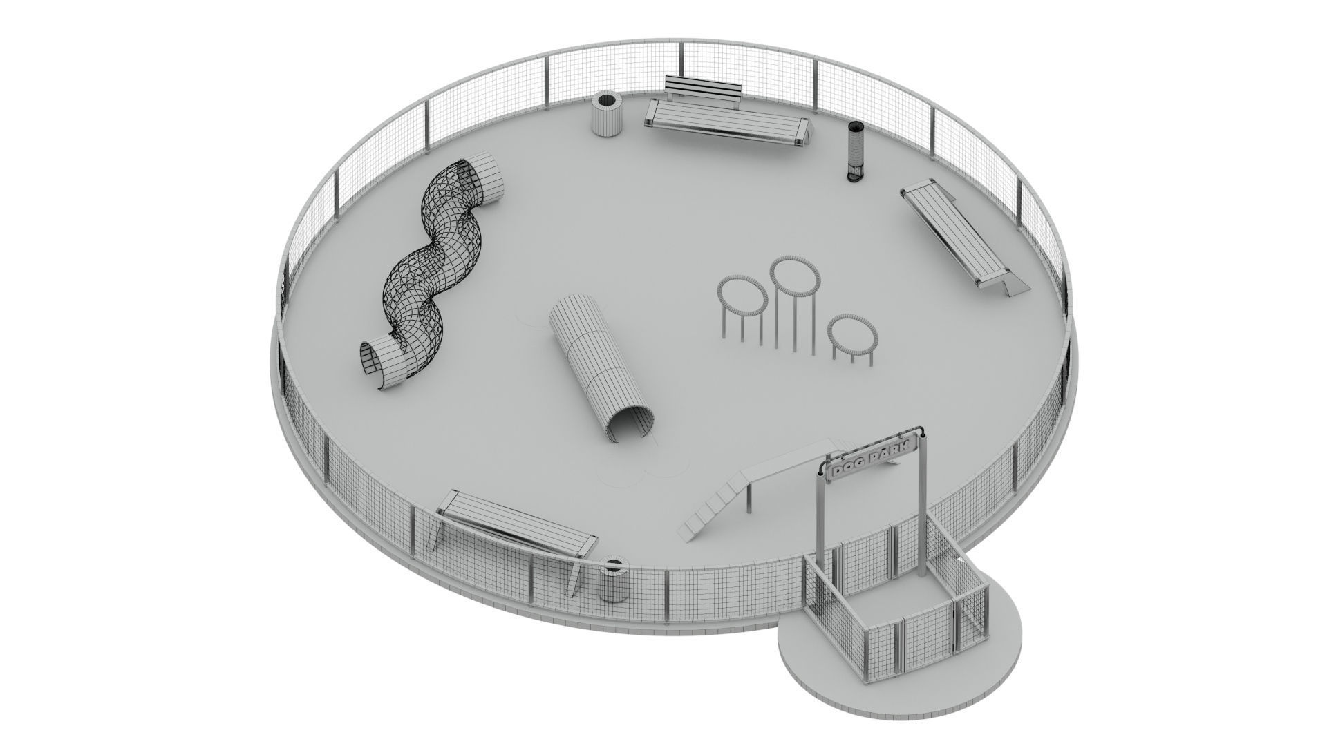 Dog walking area 1 3D model_8