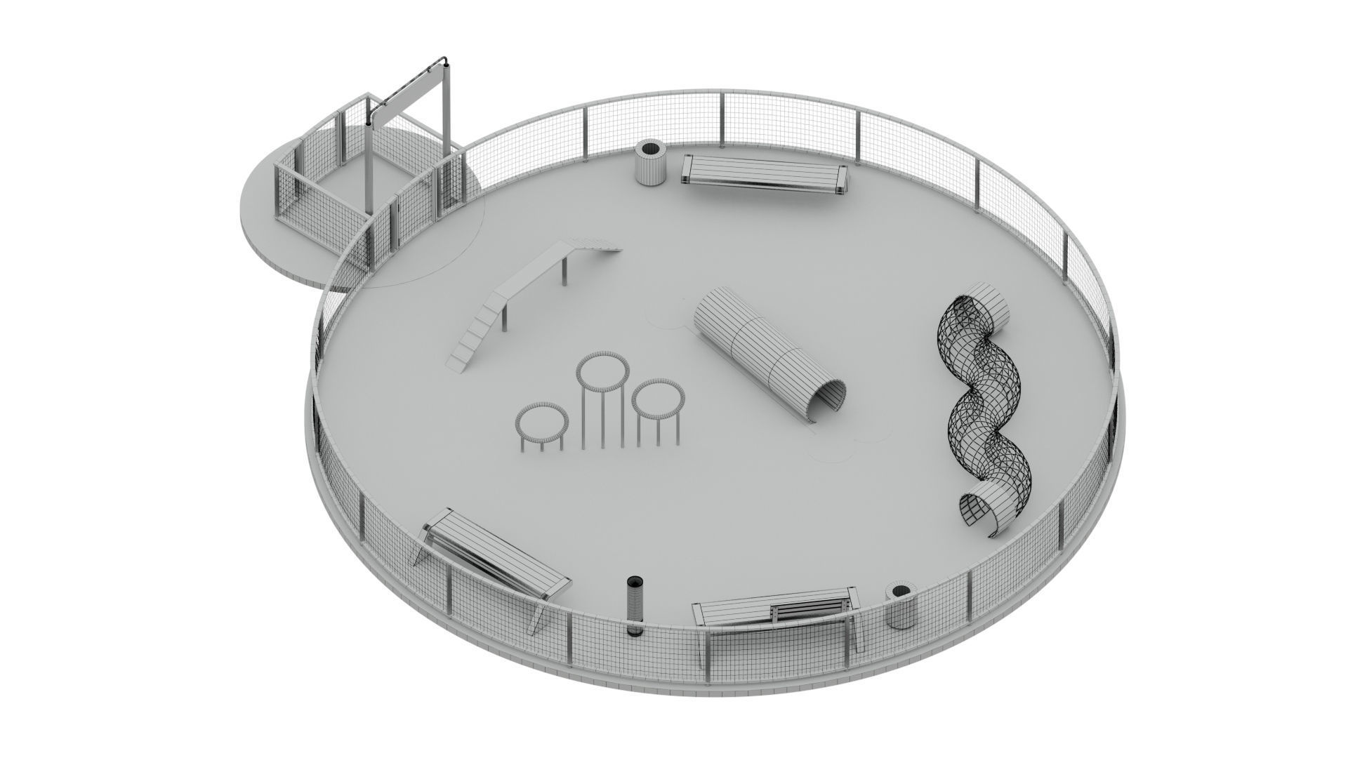 Dog walking area 1 3D model_9