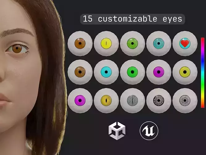Eye Pack Customizable GameReady  Low-poly 3D model