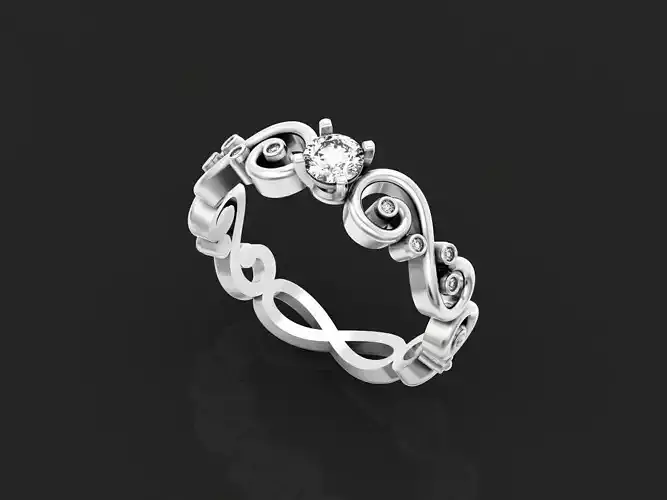 Ladies Floral Filigree  Wedding Band Ring 915