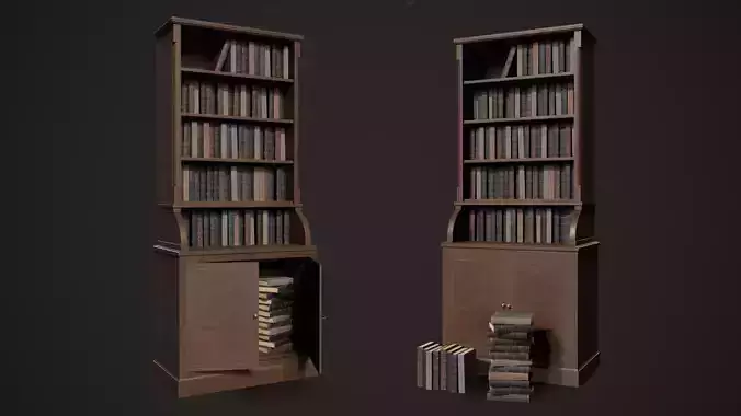 Victorian Bookcase Low-poly 3D model