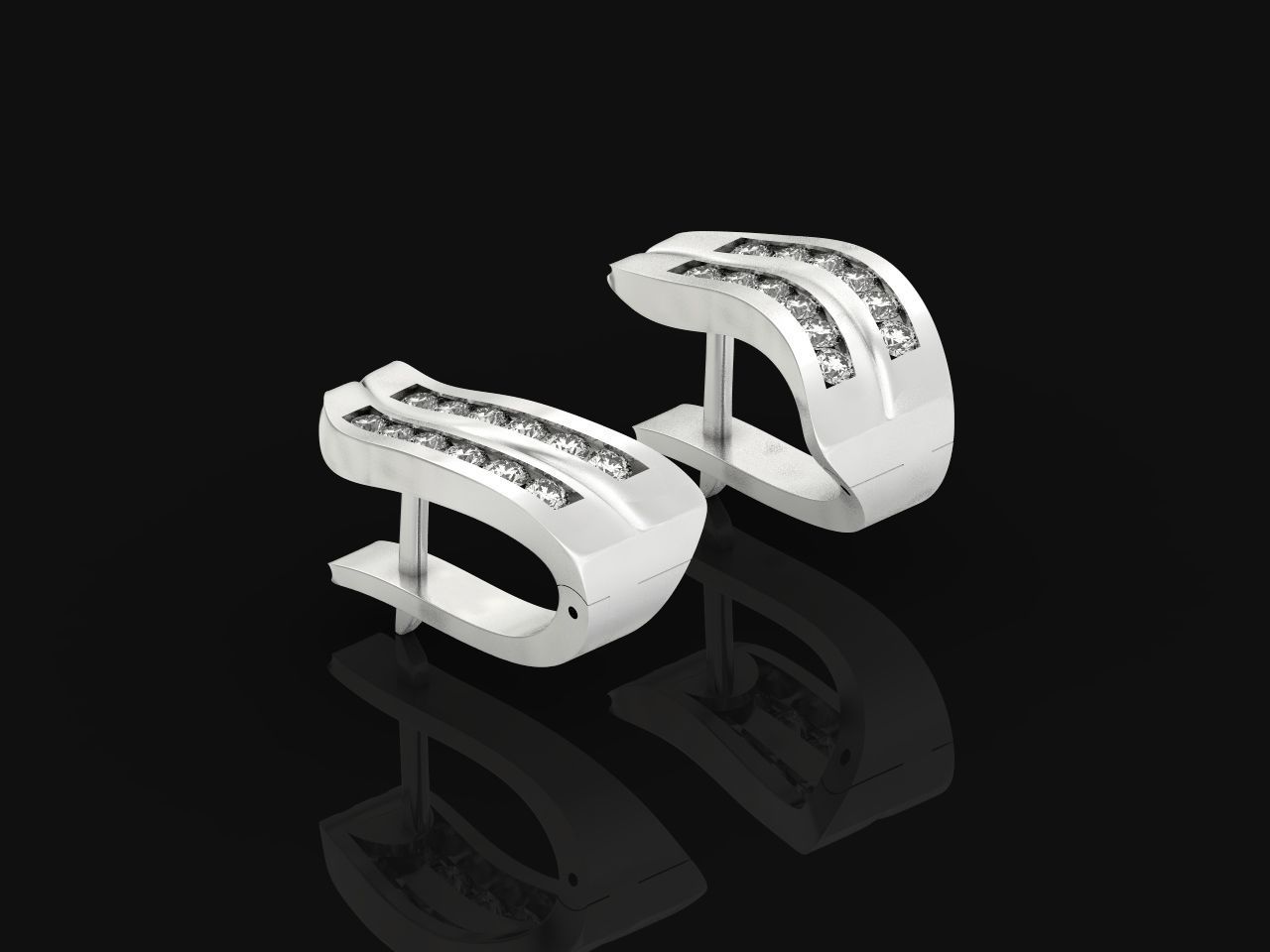 geometric earrings with rail tack 928 3D print model_1