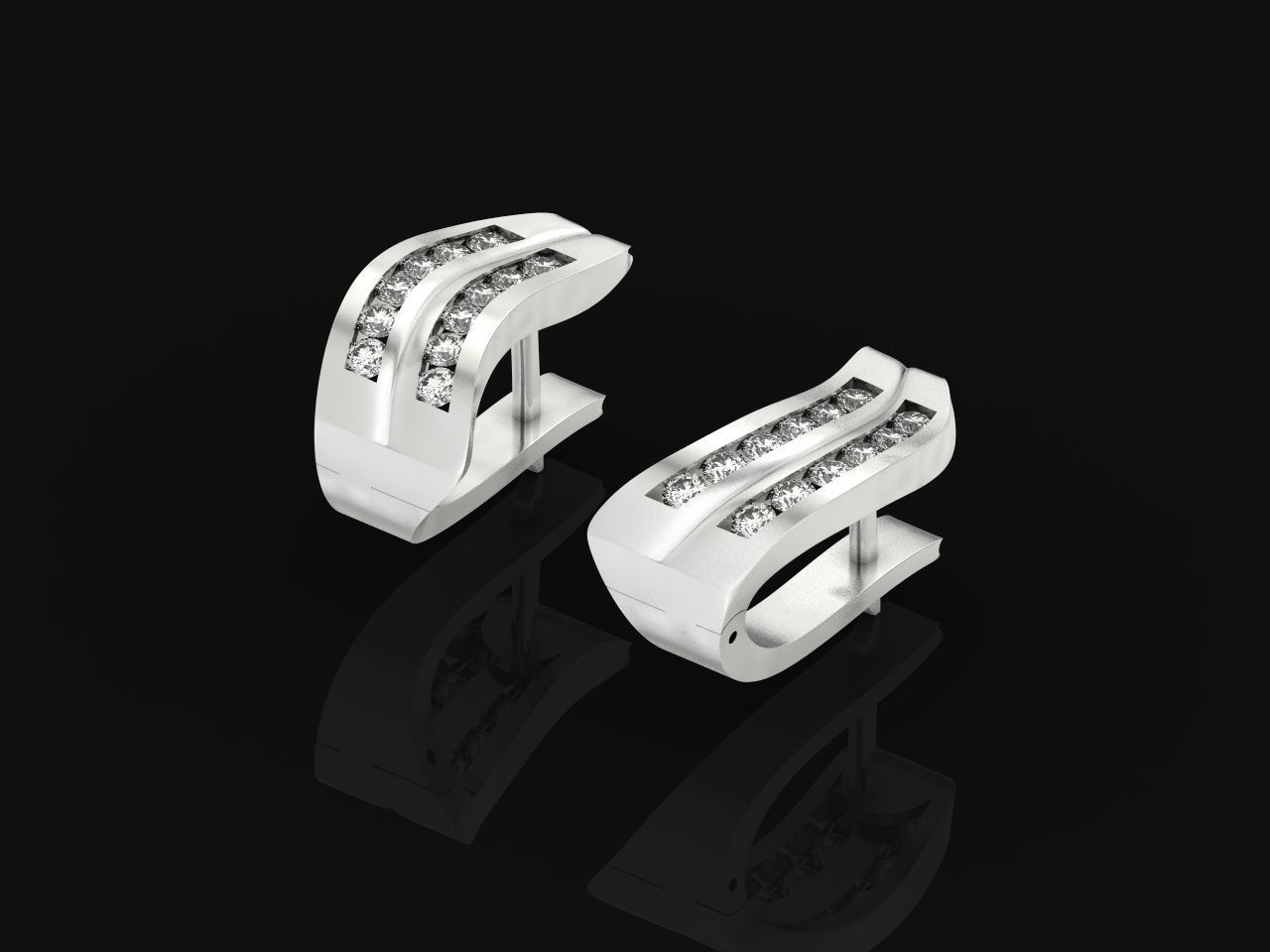 geometric earrings with rail tack 928 3D print model_12