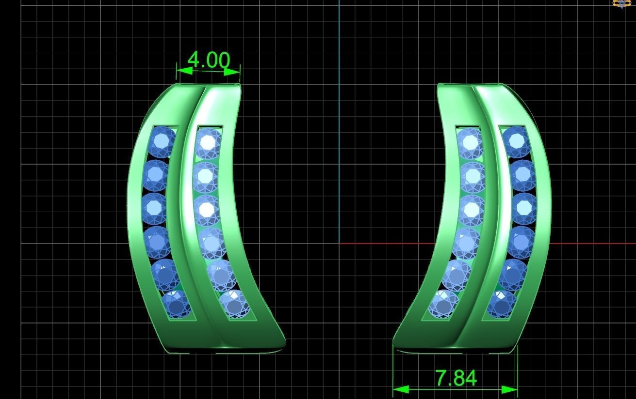 geometric earrings with rail tack 928 3D print model_7