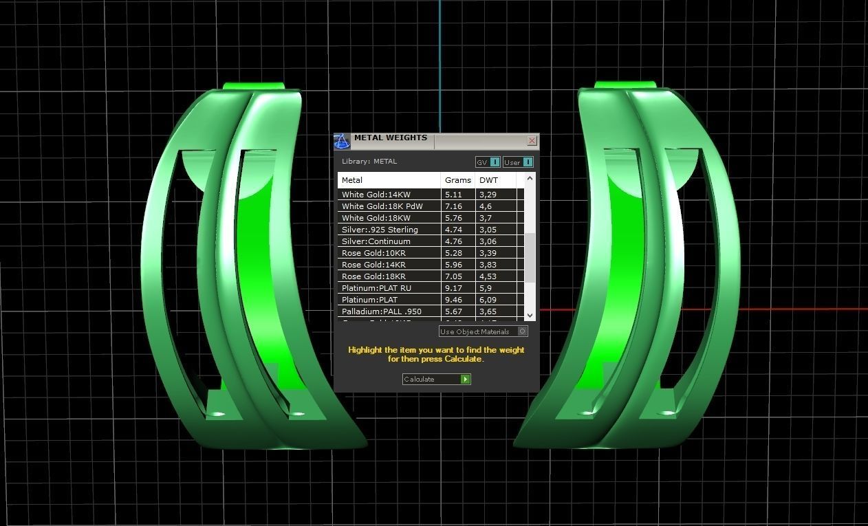 geometric earrings with rail tack 928 3D print model_6