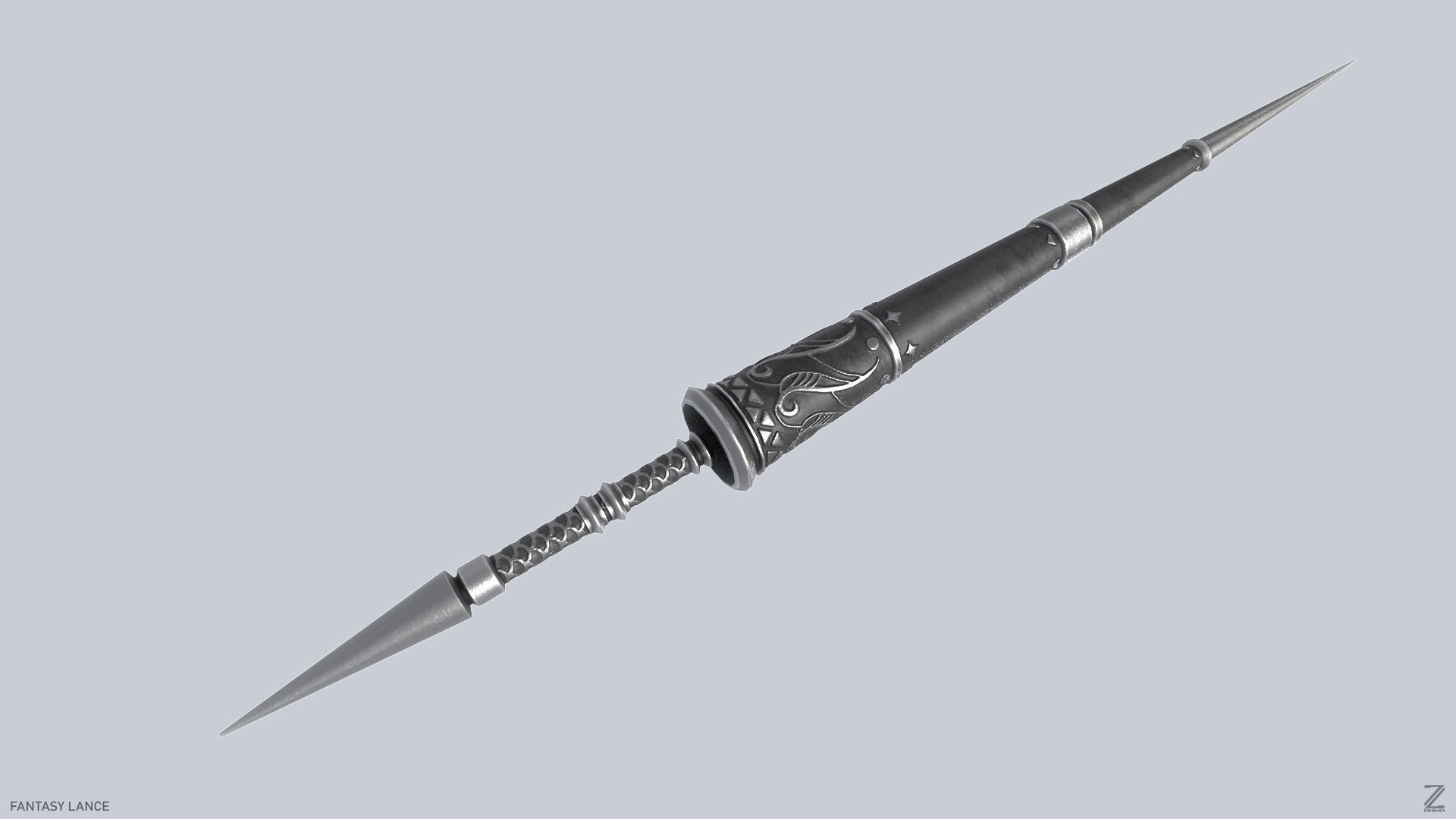 Fantasy lance Low-poly 3D model_6