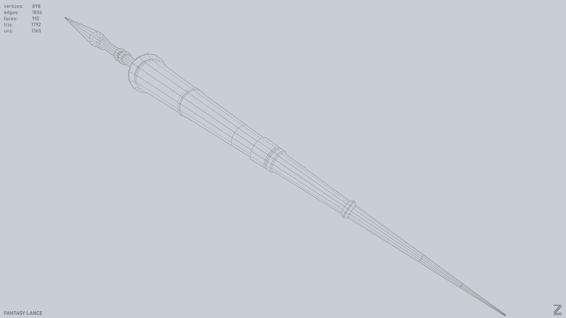 Fantasy lance Low-poly 3D model_12