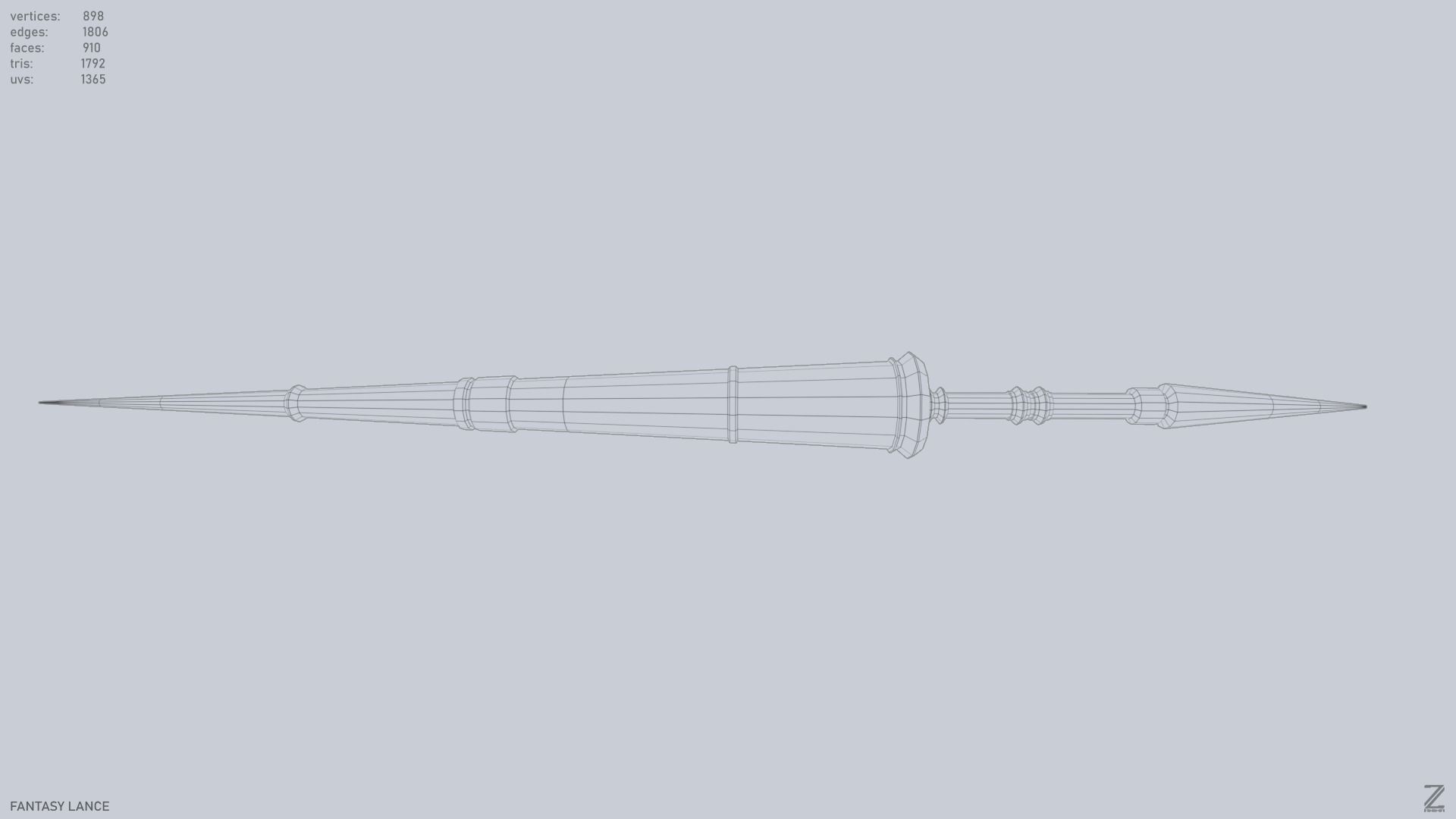 Fantasy lance Low-poly 3D model_10