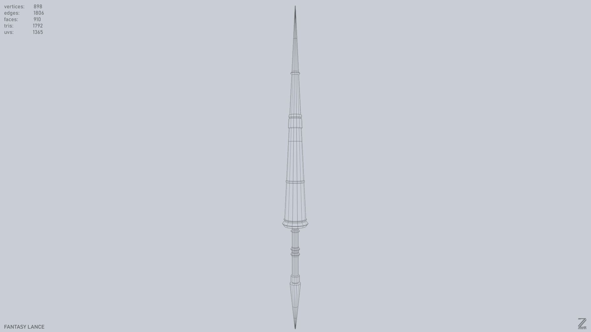 Fantasy lance Low-poly 3D model_8