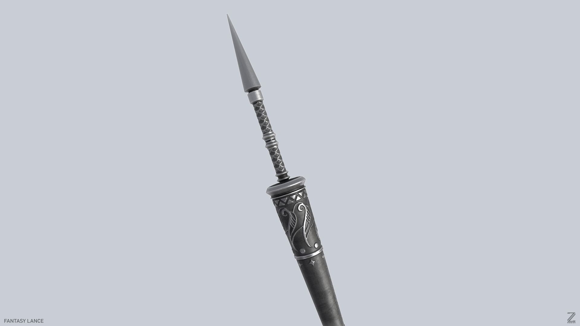 Fantasy lance Low-poly 3D model_5