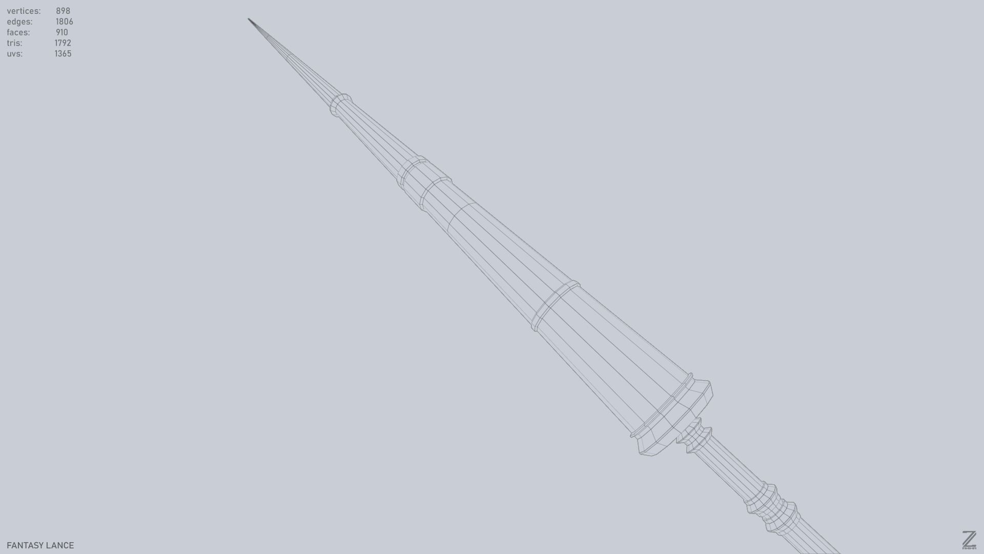 Fantasy lance Low-poly 3D model_14