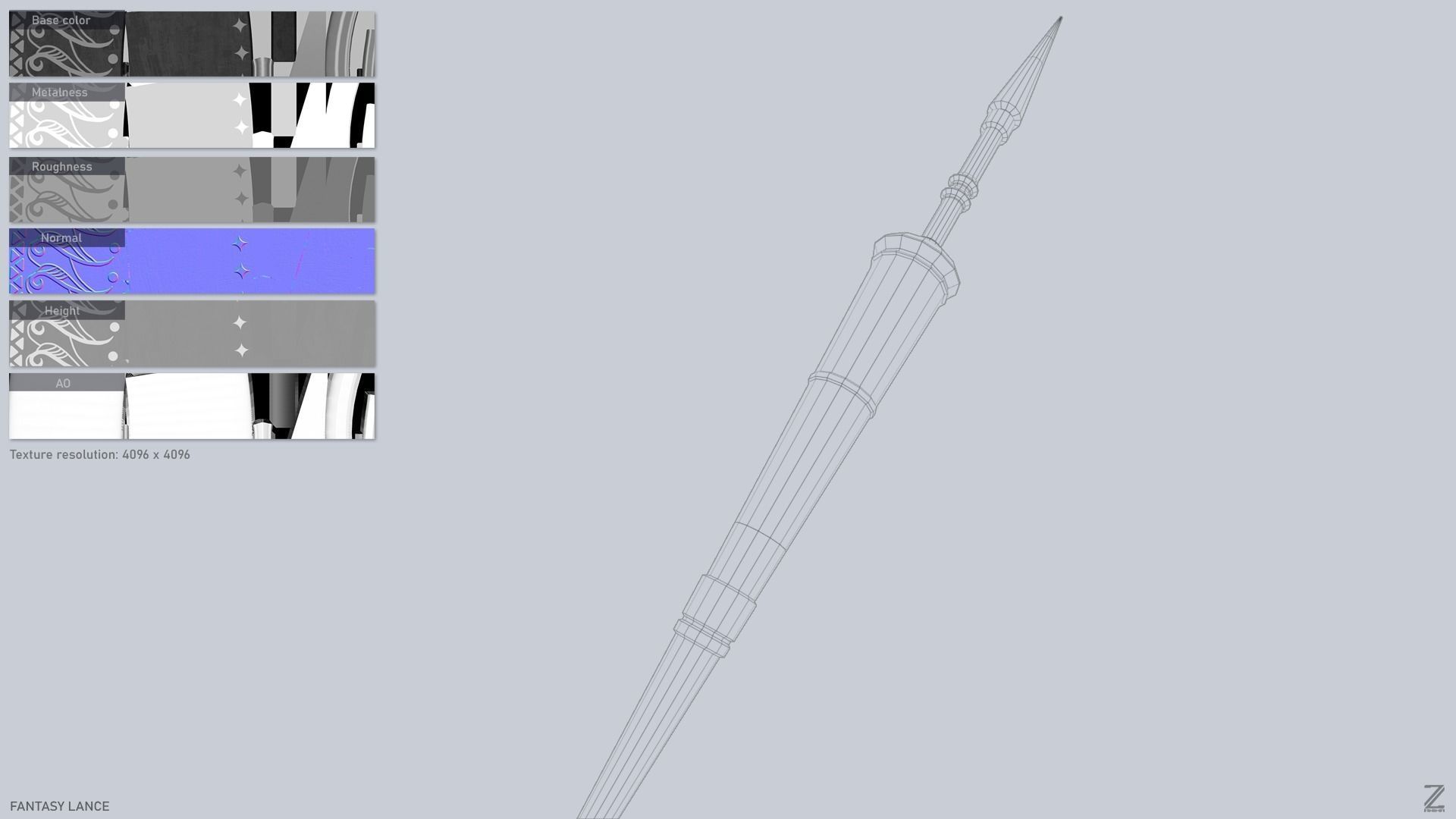 Fantasy lance Low-poly 3D model_2