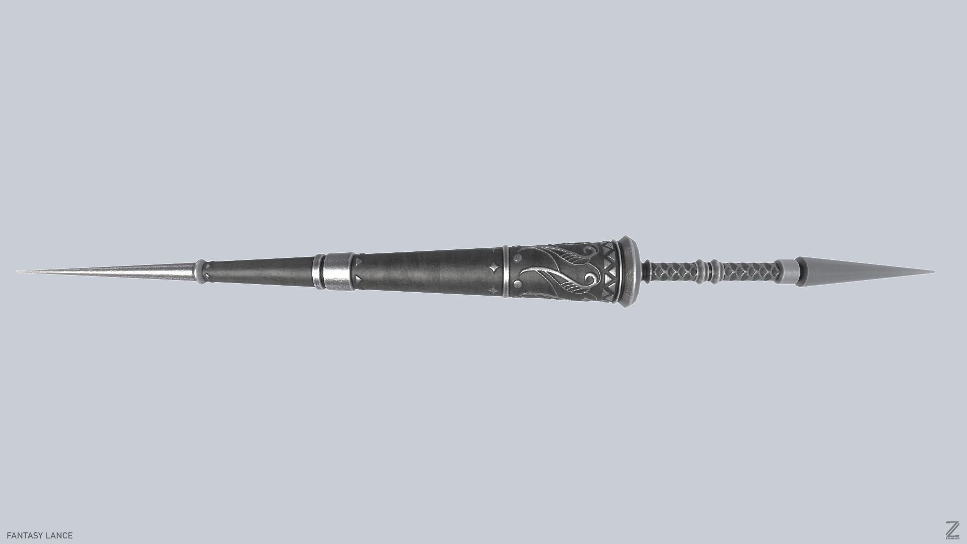 Fantasy lance Low-poly 3D model_1