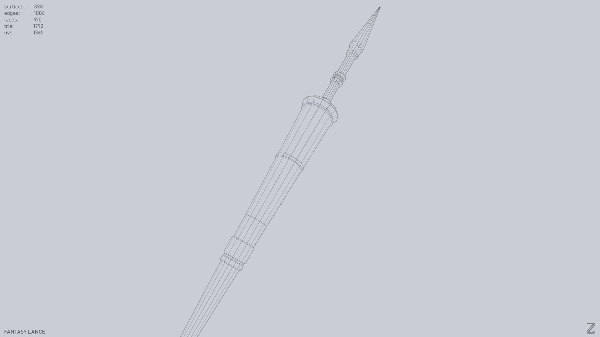 Fantasy lance Low-poly 3D model_11