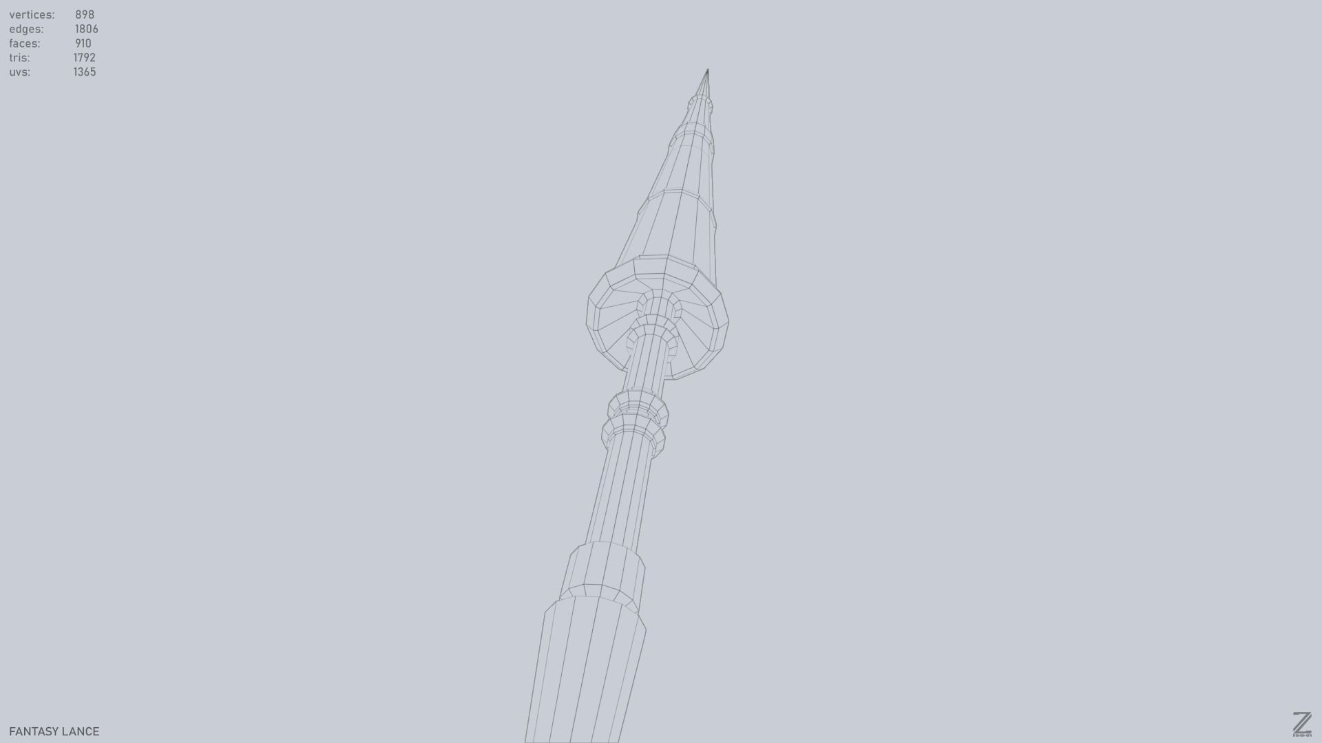 Fantasy lance Low-poly 3D model_13