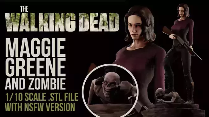 Walking Dead Maggie Greene -  1to10 STL file 3D print model 3D print model