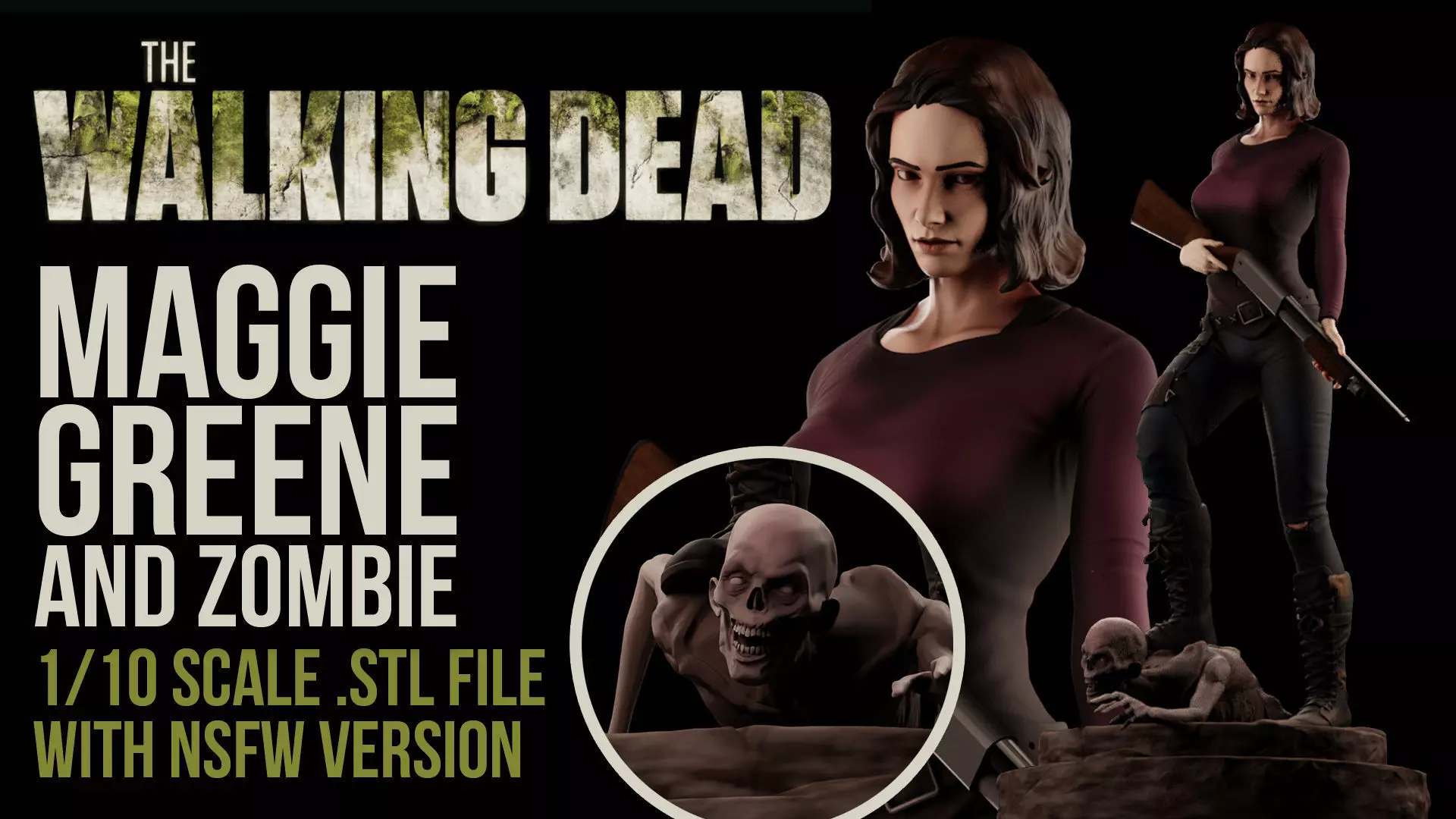 Walking Dead Maggie Greene - 1to10 STL file 3D print model 3D print model