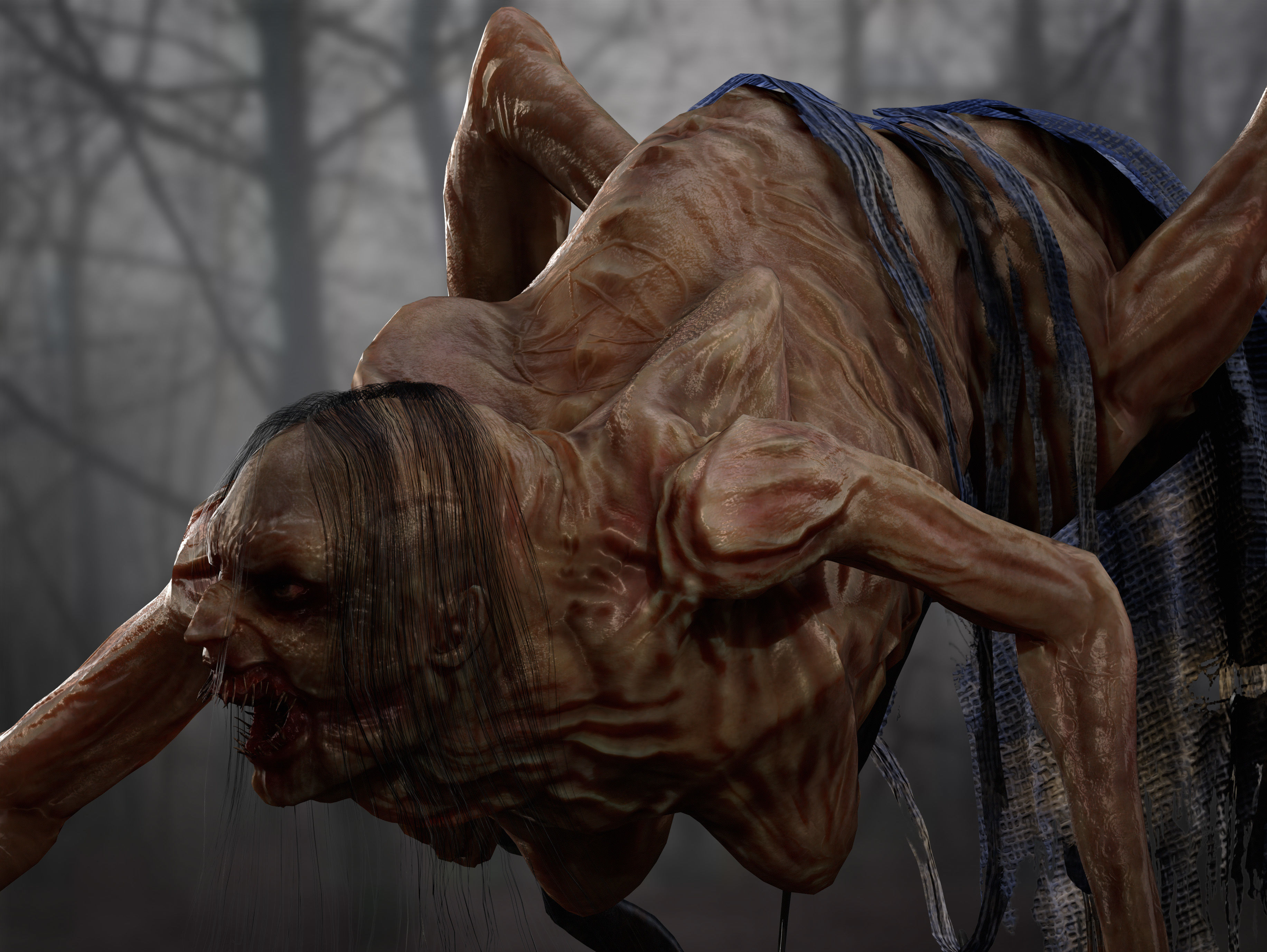 Horror Woman Creature  Low-poly 3D model_7