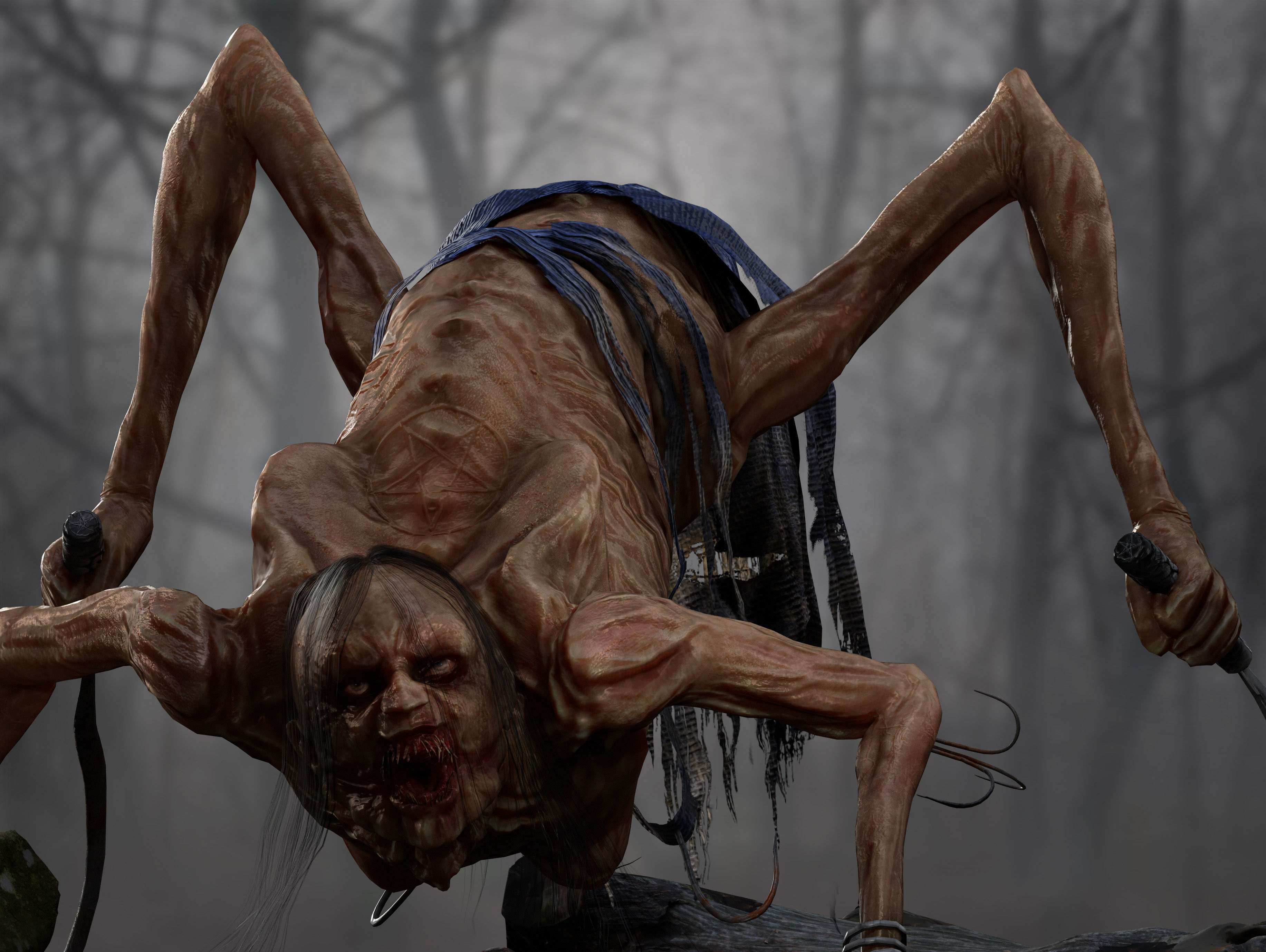 Horror Woman Creature  Low-poly 3D model_5