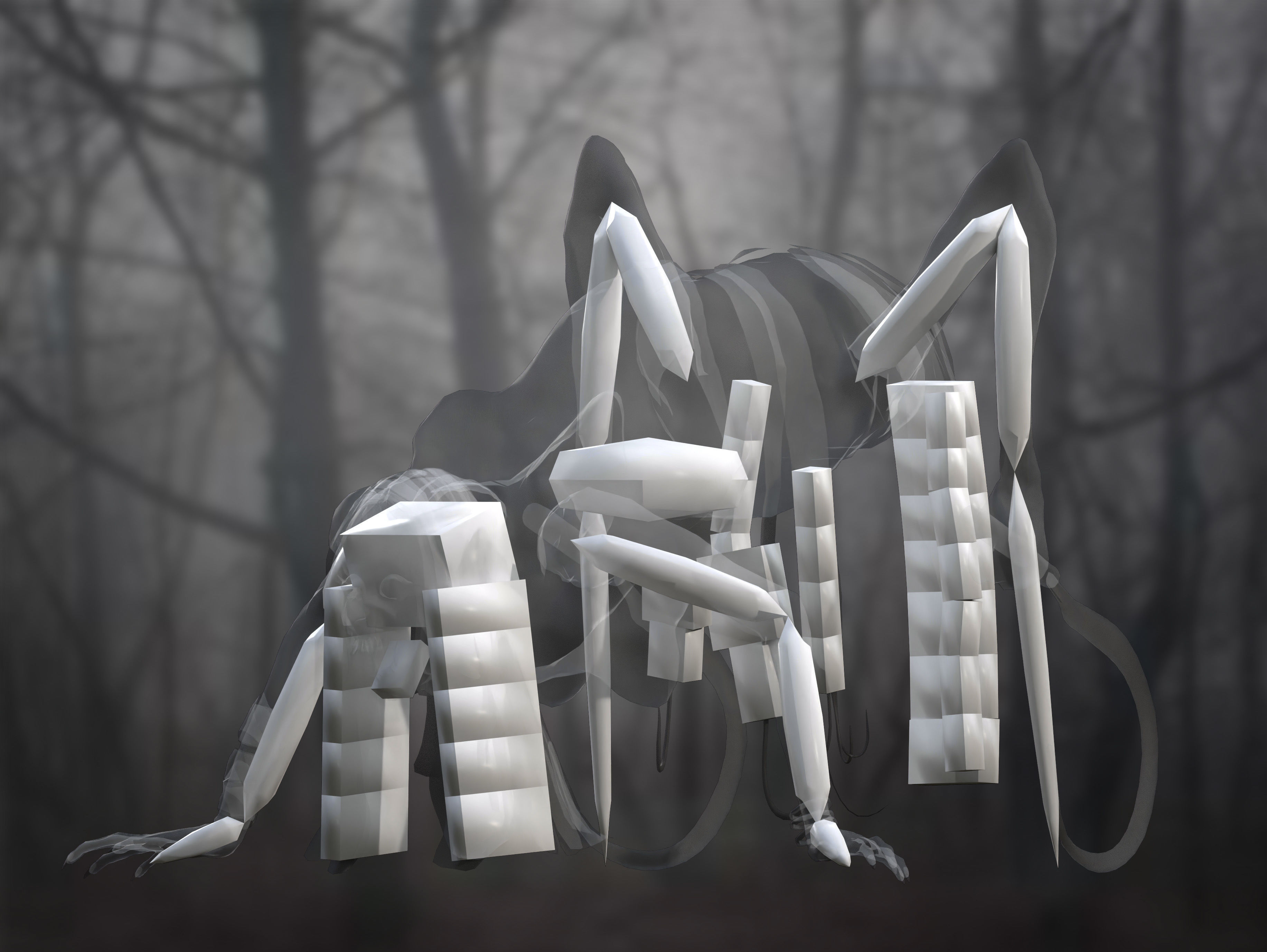 Horror Woman Creature  Low-poly 3D model_8