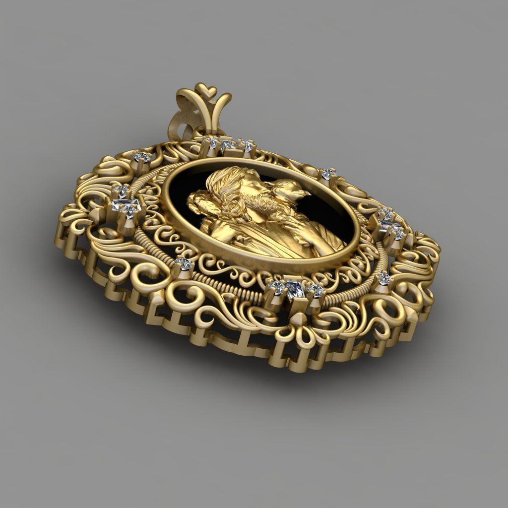 Jesus  With Goat Gold Pendant 3D Print Model 3D print model_4