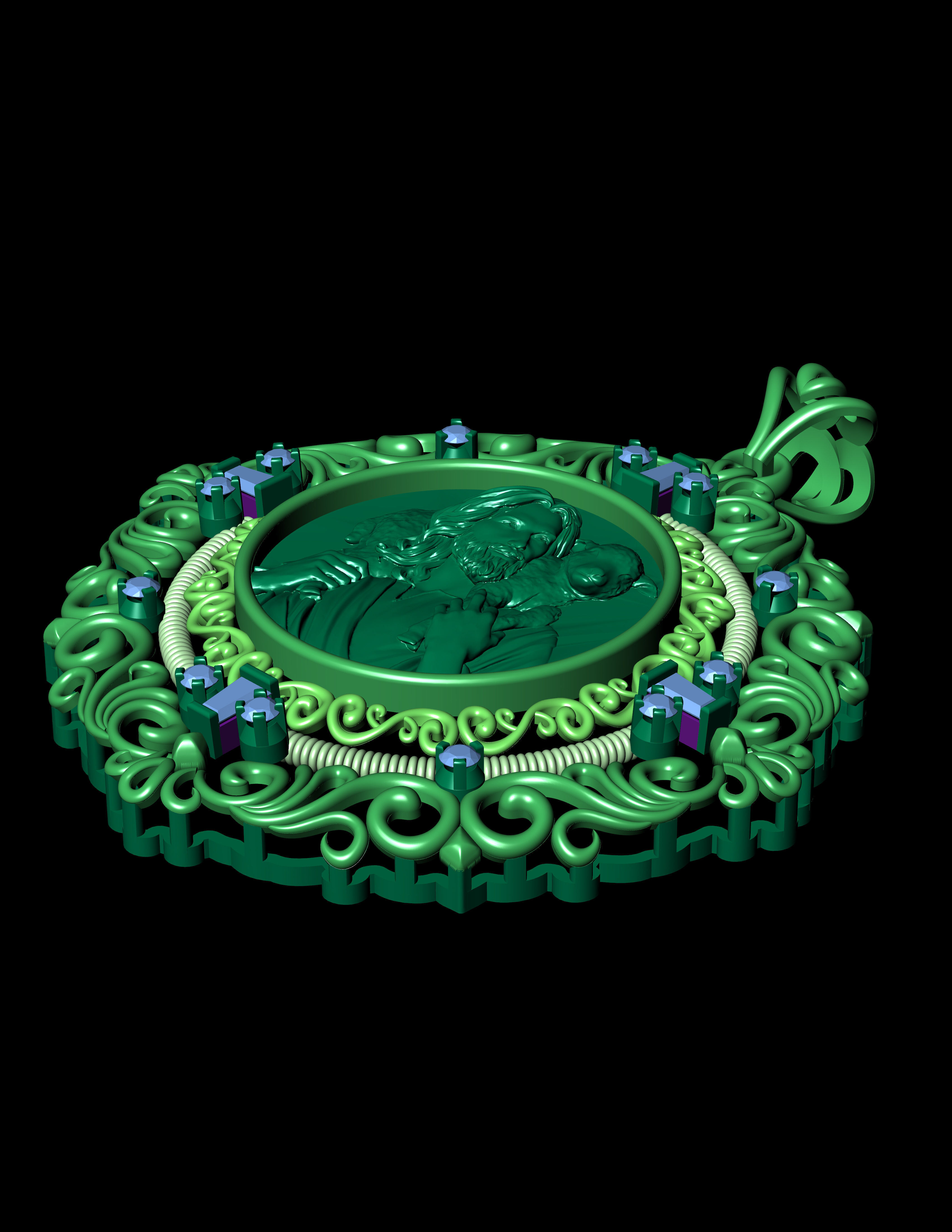 Jesus  With Goat Gold Pendant 3D Print Model 3D print model_16