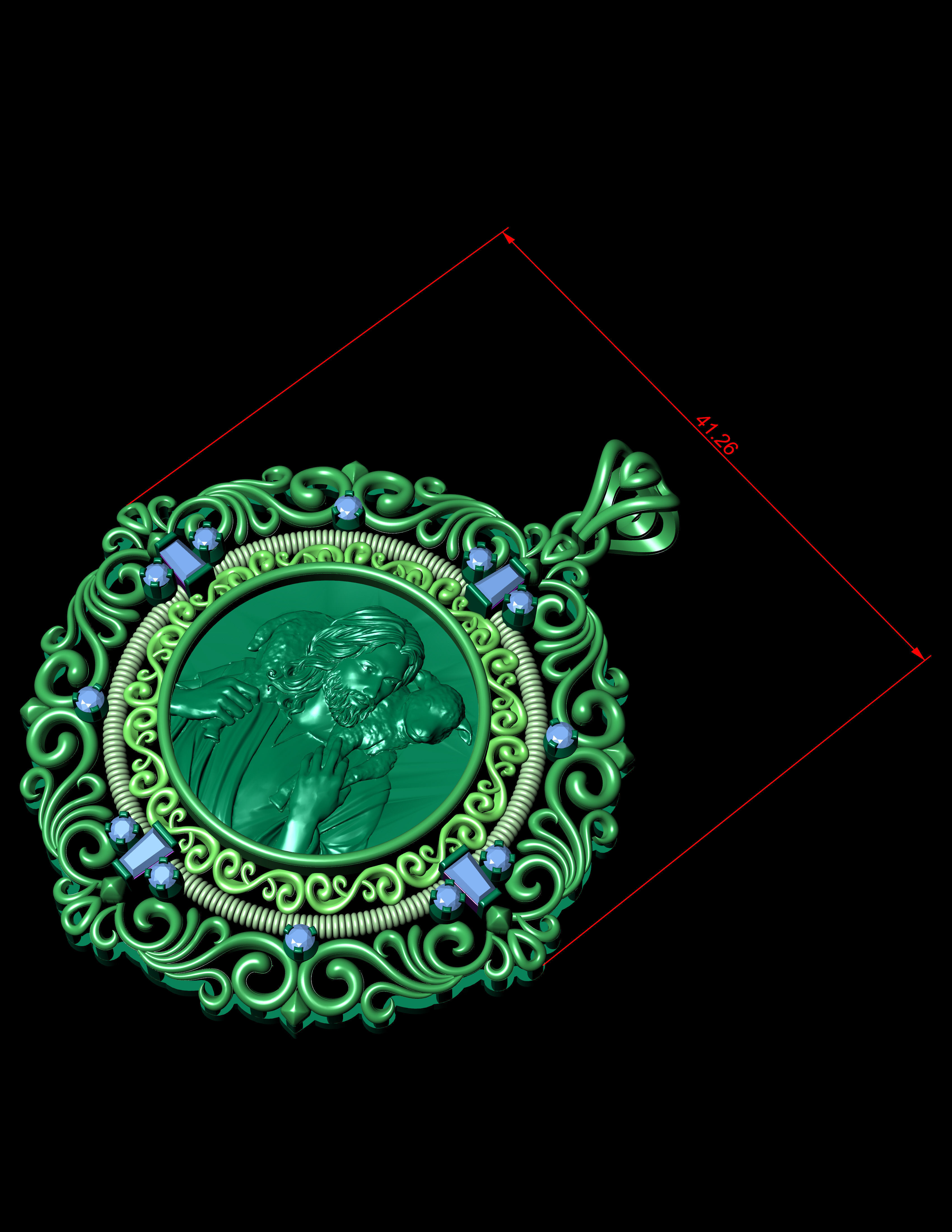 Jesus  With Goat Gold Pendant 3D Print Model 3D print model_7