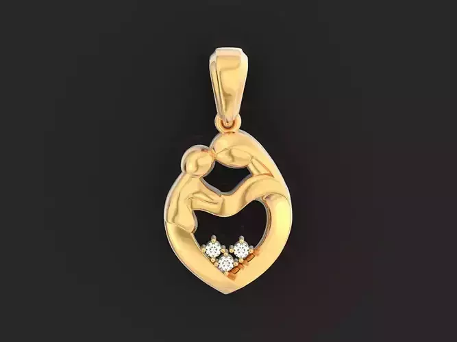 Child Heart mum and baby pendant  932