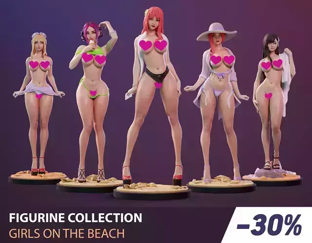 Figurine collection - Girls on the beach - 5 PIECES 