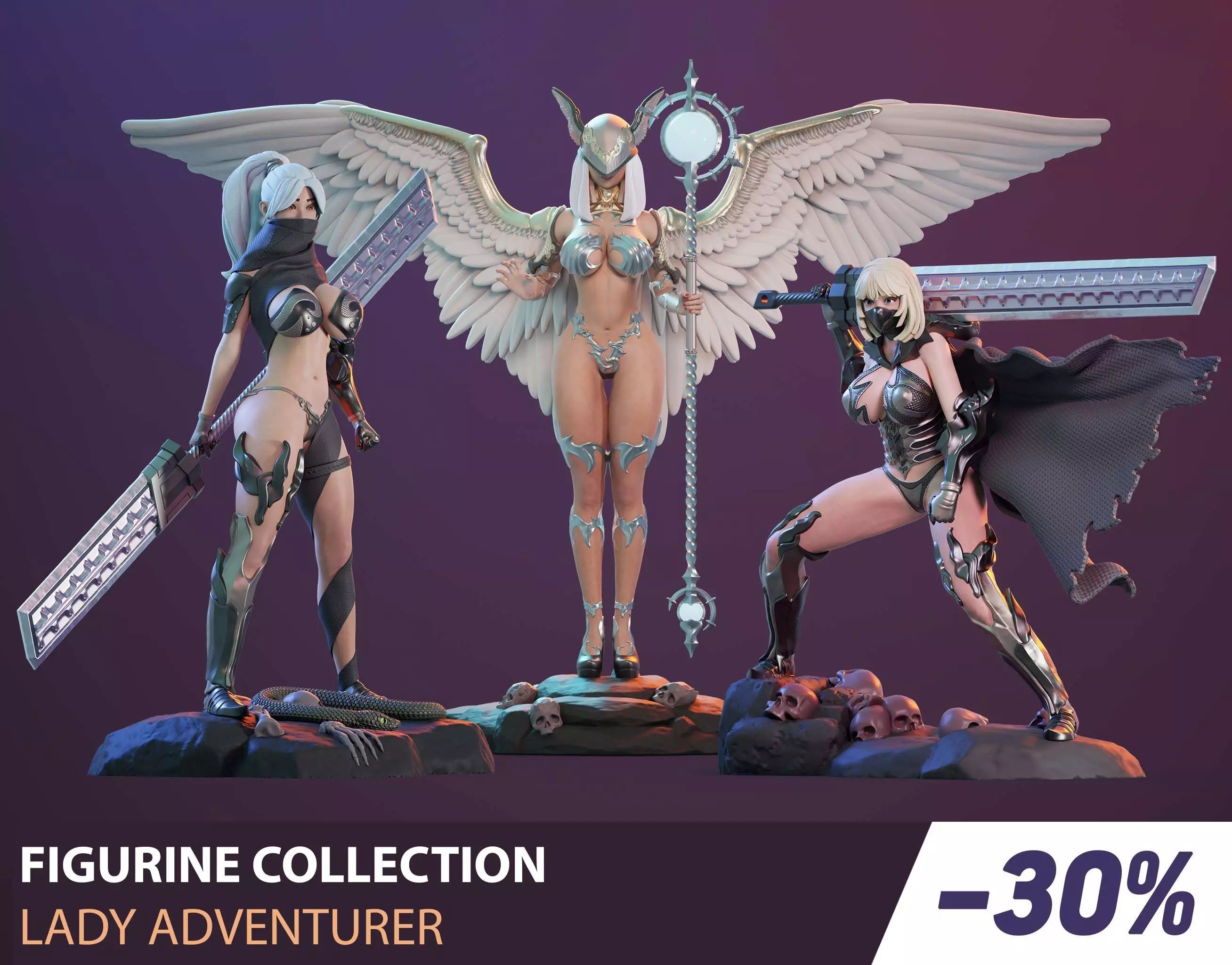 Figurine collection - Lady adventurer - 3 PIECES _0