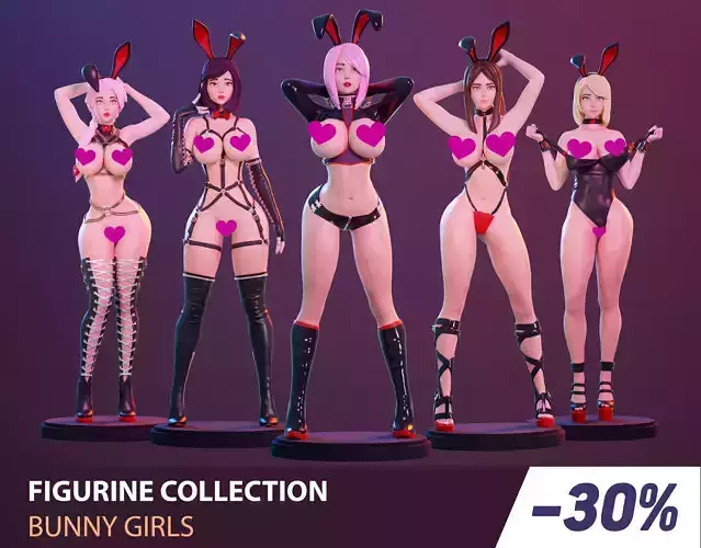Figurine collection - bunny girls - 5 pieces 