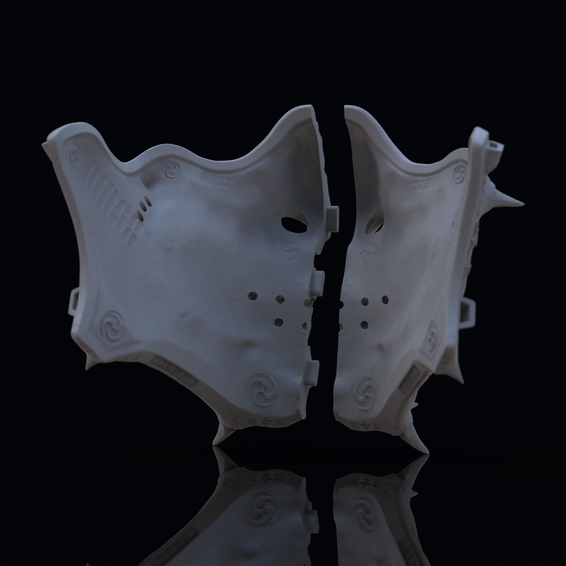 Samurai mask II v2 3D print model_11