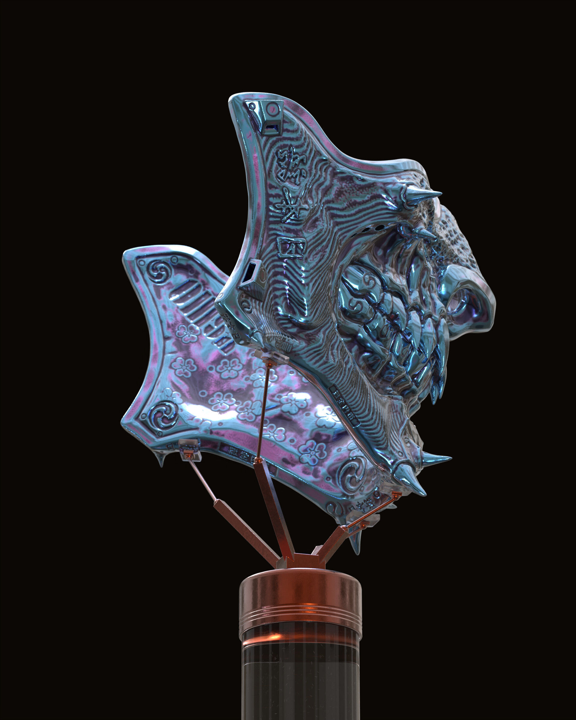 Samurai mask II v2 3D print model_3