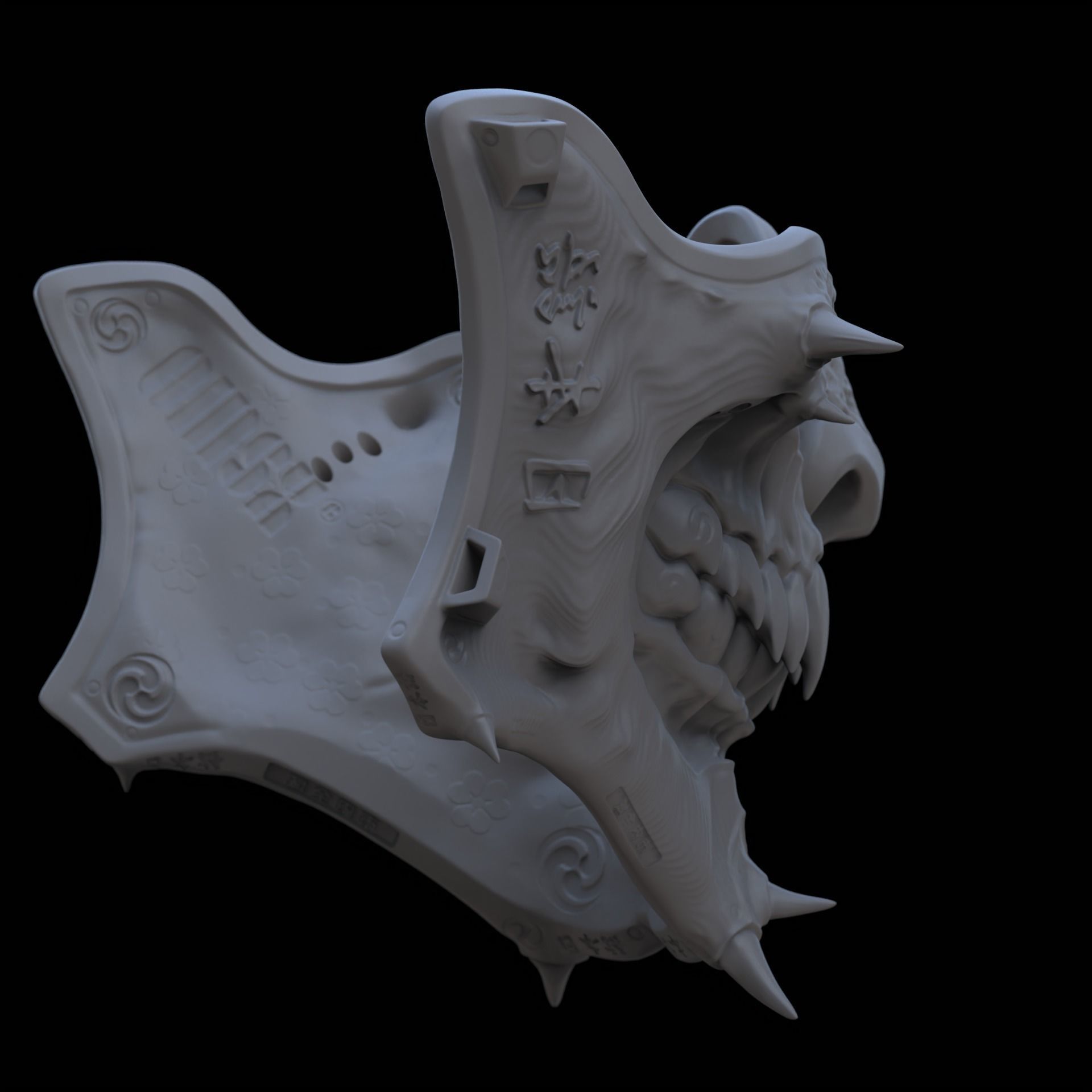 Samurai mask II v2 3D print model_5