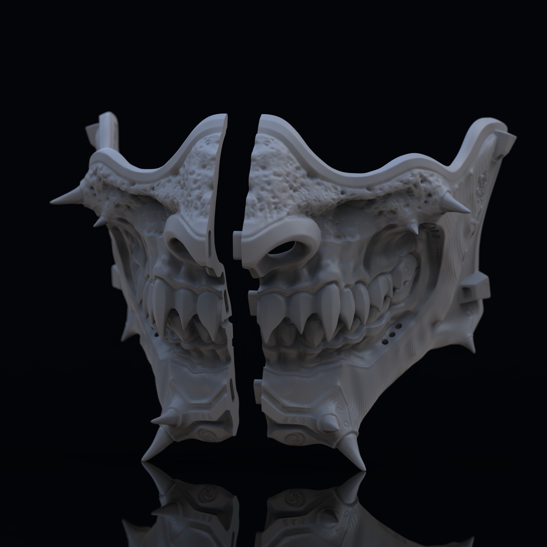 Samurai mask II v2 3D print model_10