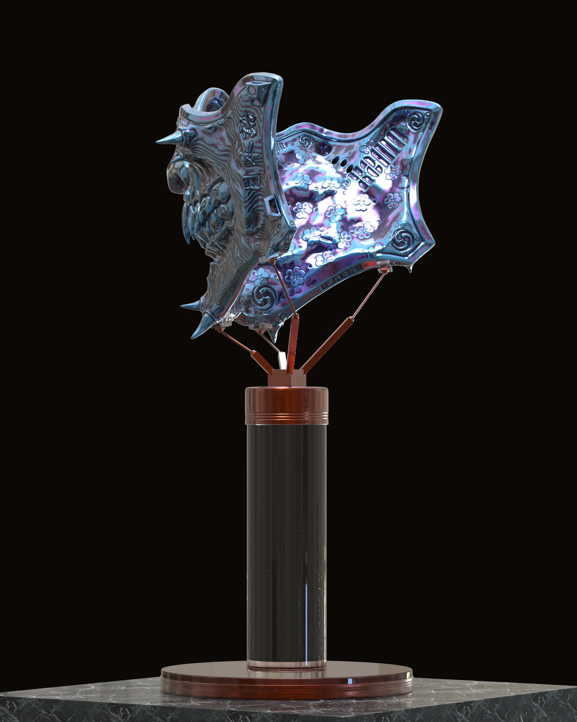 Samurai mask II v2 3D print model_12