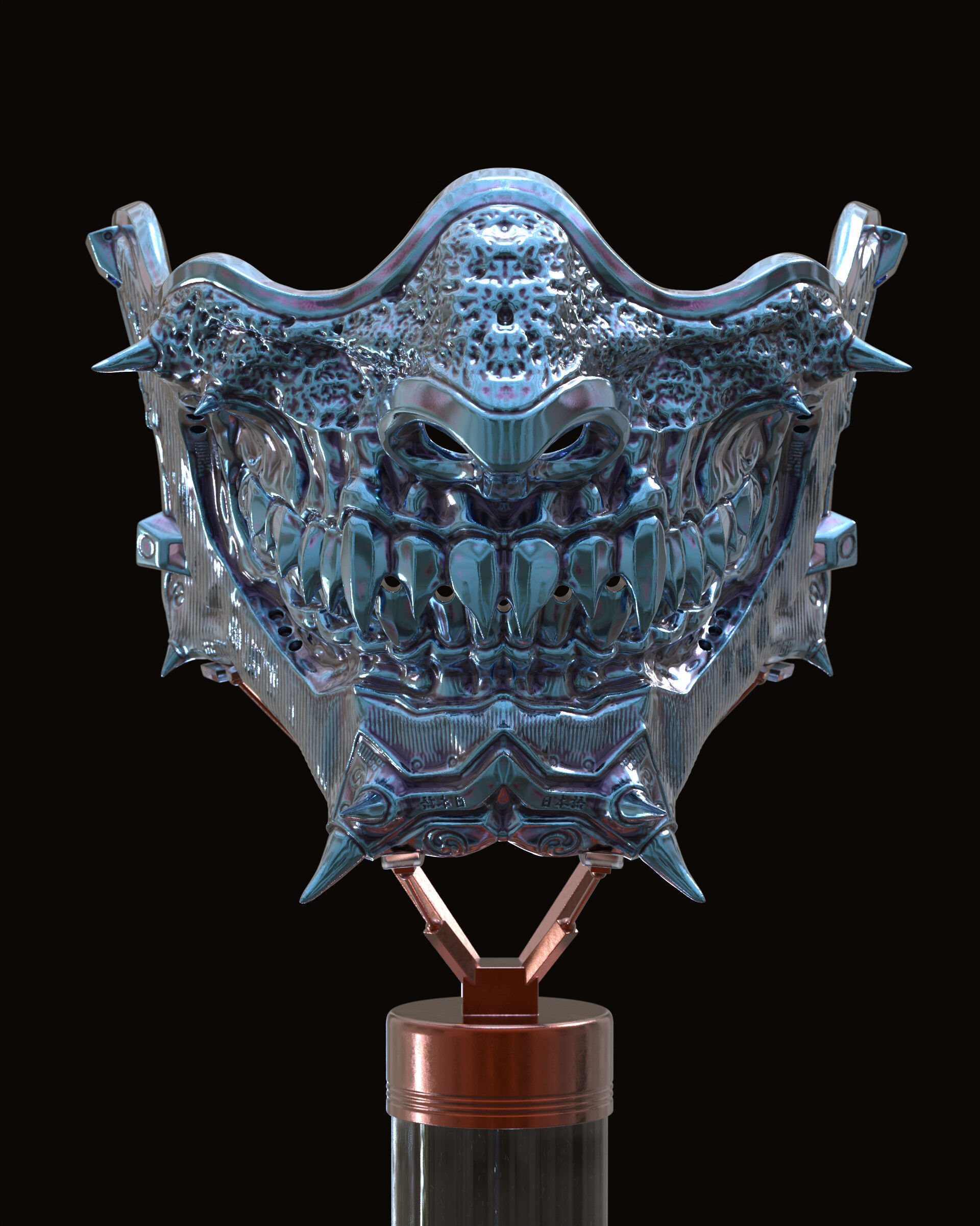 Samurai mask II v2 3D print model_2